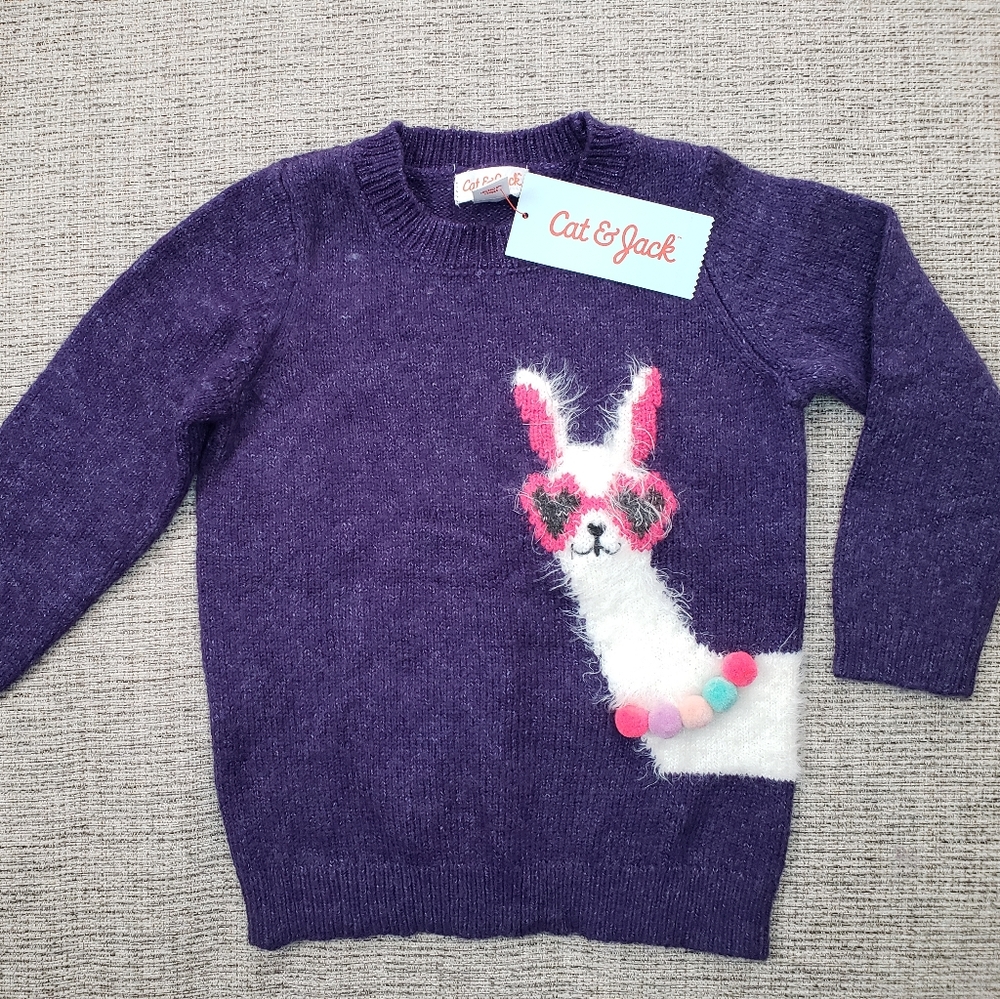 Girls Purple Llama Sweater